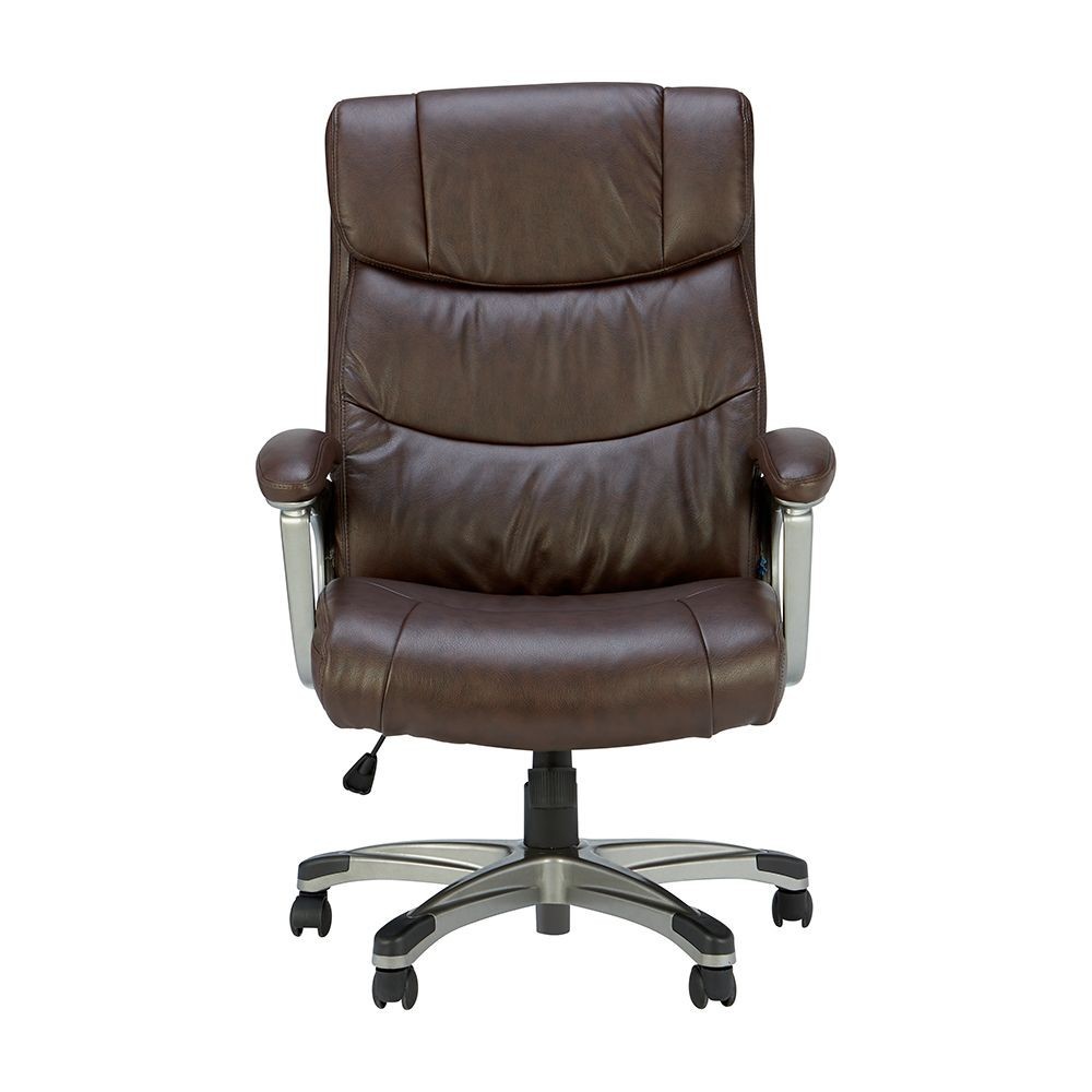 INDEX LIVING MALL เก้าอี้ผู้บริหาร เก้าอี้เบาะหนัง เก้าอี้สำนักงานพนักพิงสูง รุ่น วอร์เรน - สีน้ำตาล เก้าอี้สีน้ำตาล เหล็กชุบโครเมียม รับน้ำหนักได้ 100 กก.