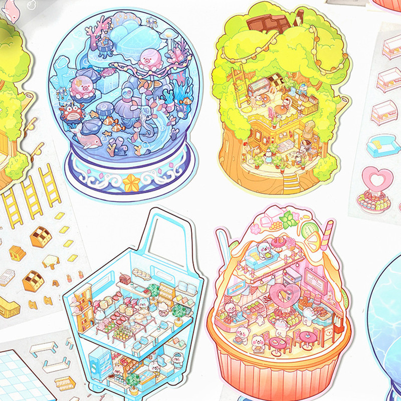 ธีมต่างๆ Sweet Island Series สติ๊กเกอร์ภูมิทัศน์ 3 มิติน่ารัก DIY ...