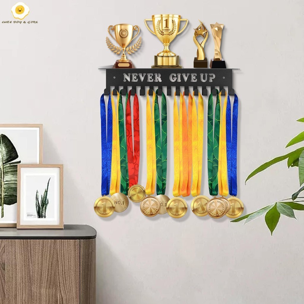 เหรียญแขวนจอแสดงผล Wall Mount โลหะ Trophy Rack ติดตั ้ งง ่ ายเหรียญ ...