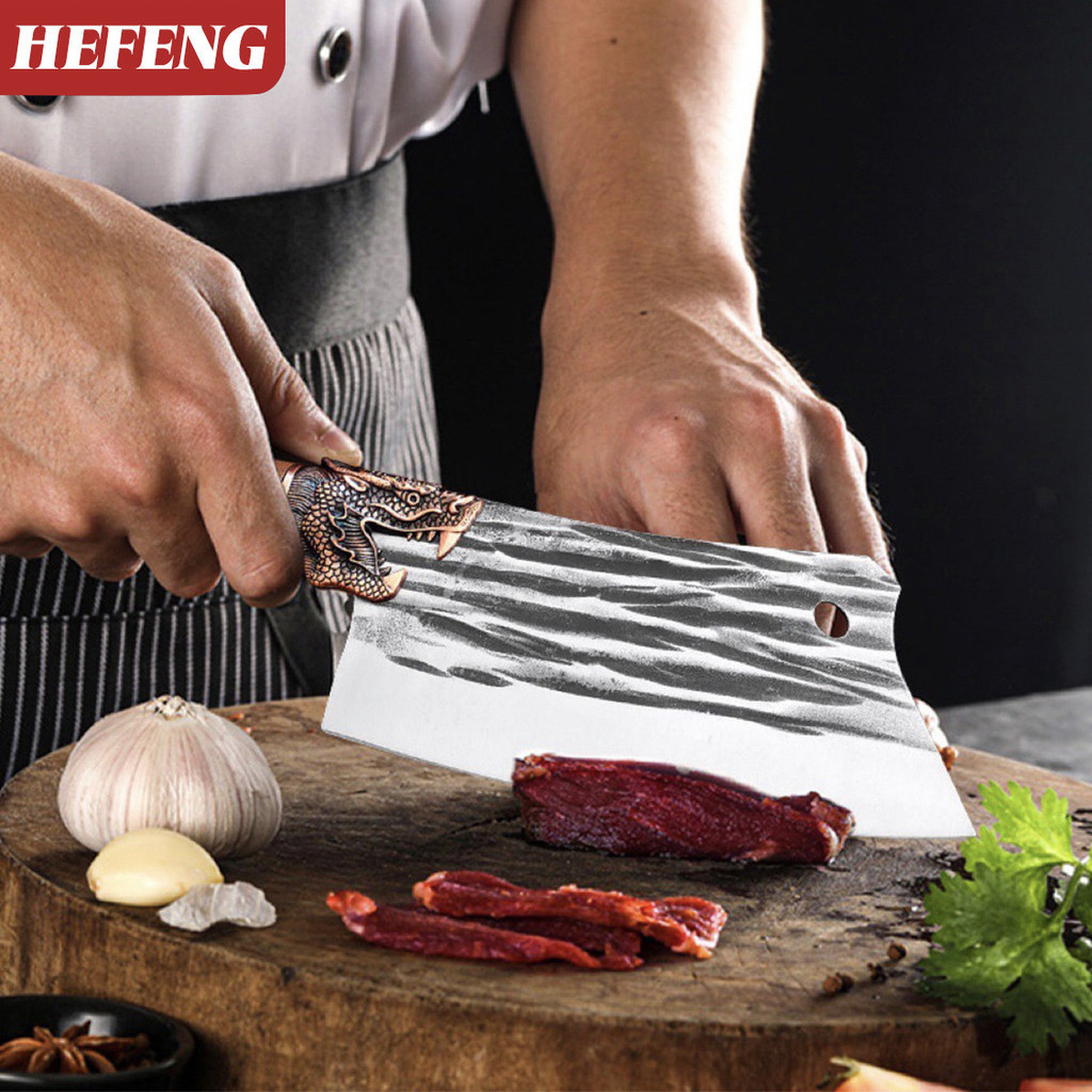 HEFENG มีดมังกร เสริมมงคล ค้าขาย ร่ำรวย มีดทำครัวสไตล์มังกร สไตล์ ...