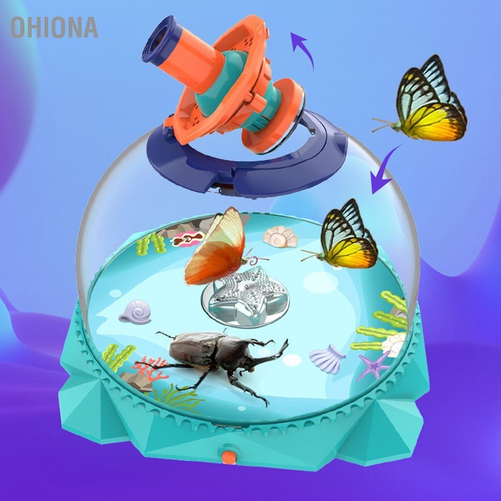 OHIONA เด็กกล่องสังเกตแมลงแว่นขยาย 3 สีการศึกษาโปร่งใส Riser Vent Bug ...