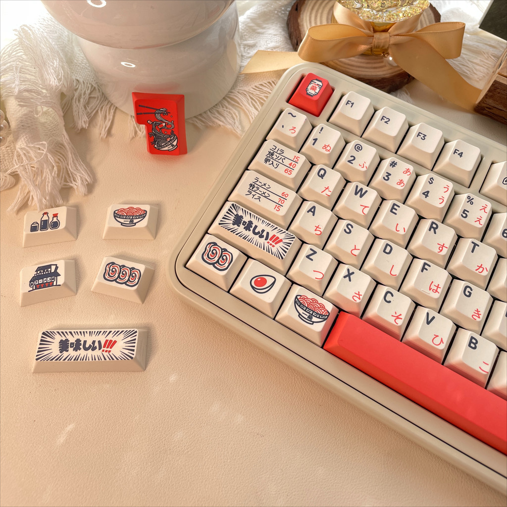 Lamian Noodles Keycap ตัวอักษรญี่ปุ่น Simple สีขาว DYE-Sublimation PBT ...