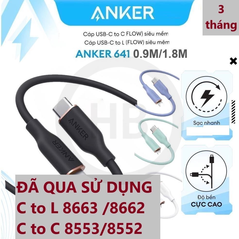 [ใช้แล้ว] สายชาร์จ Anker C to L A8662 / A8663 และ A8552 / A8553 C to C ...