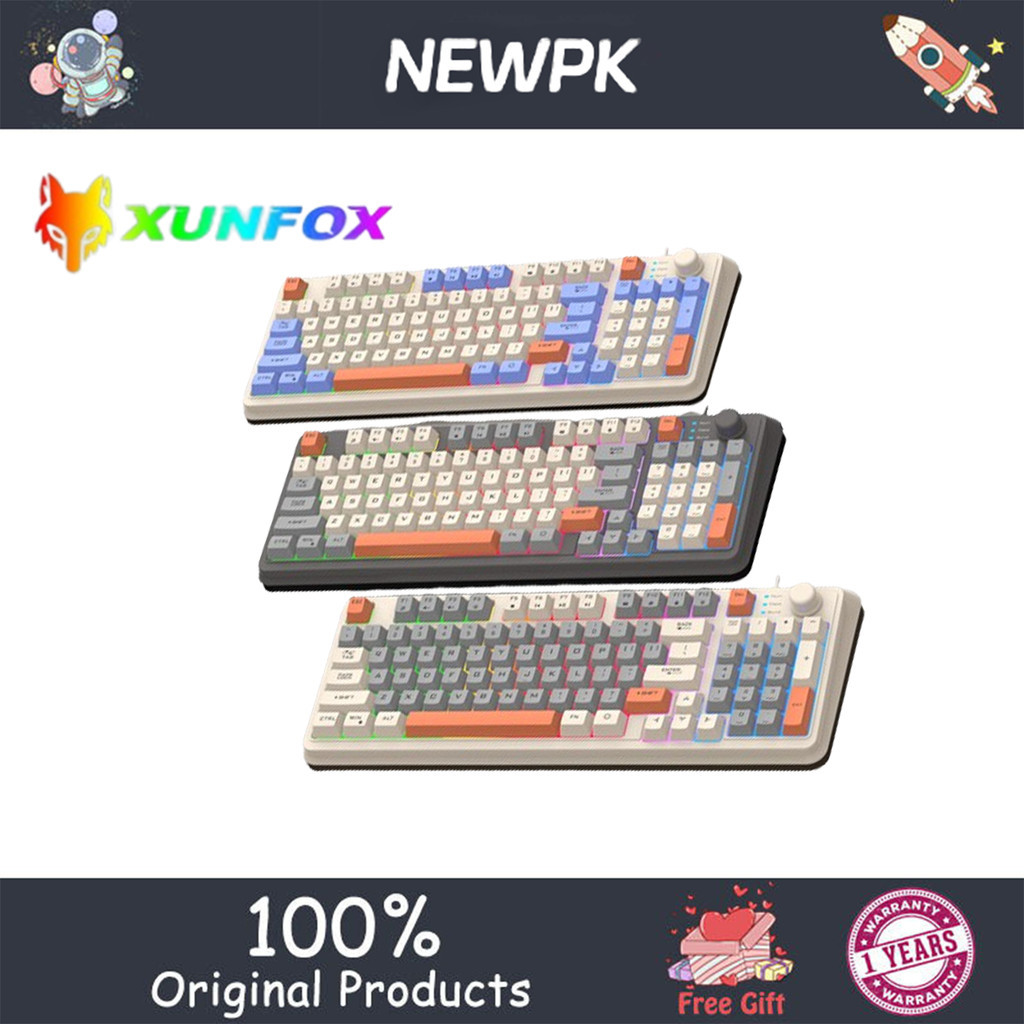 Xufox K82 คีย์บอร์ดเกมสาย USB 94 ปุ่มปุ่มสีรุ้งส่องสว่างฟิล์มสําหรับ ...