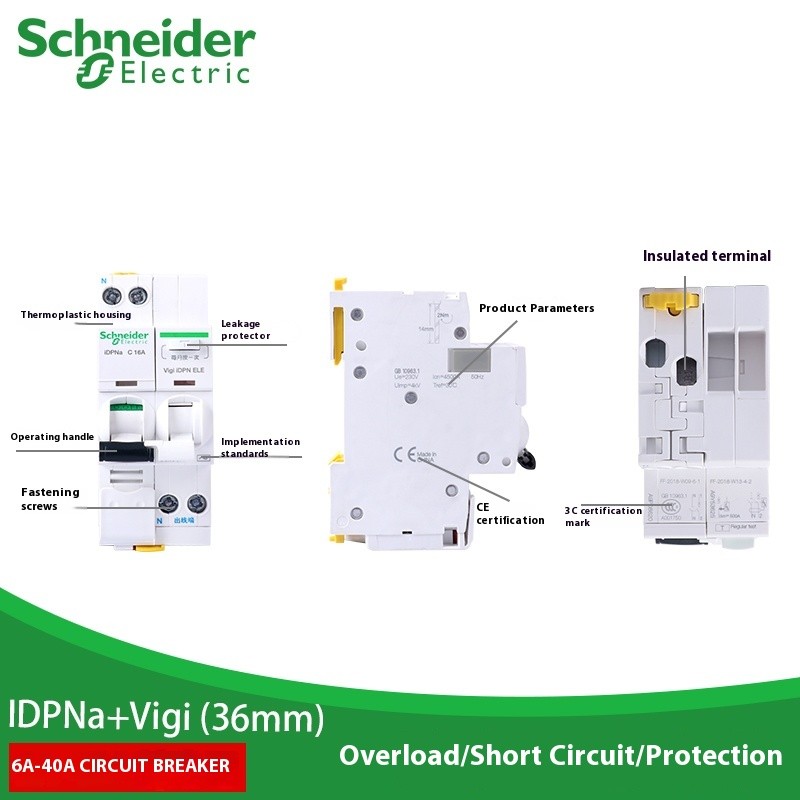 Schneider Miniature IDPNA Vigi ELE 36 มม.MCB Circuit Breaker พลาสติก 1P ...
