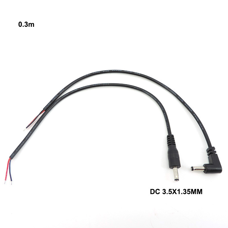 30 ซม.2 core pin DC ชาย 3.5 มม.x 1.35 มม. STRAIGHT มุมขวา elow power ...