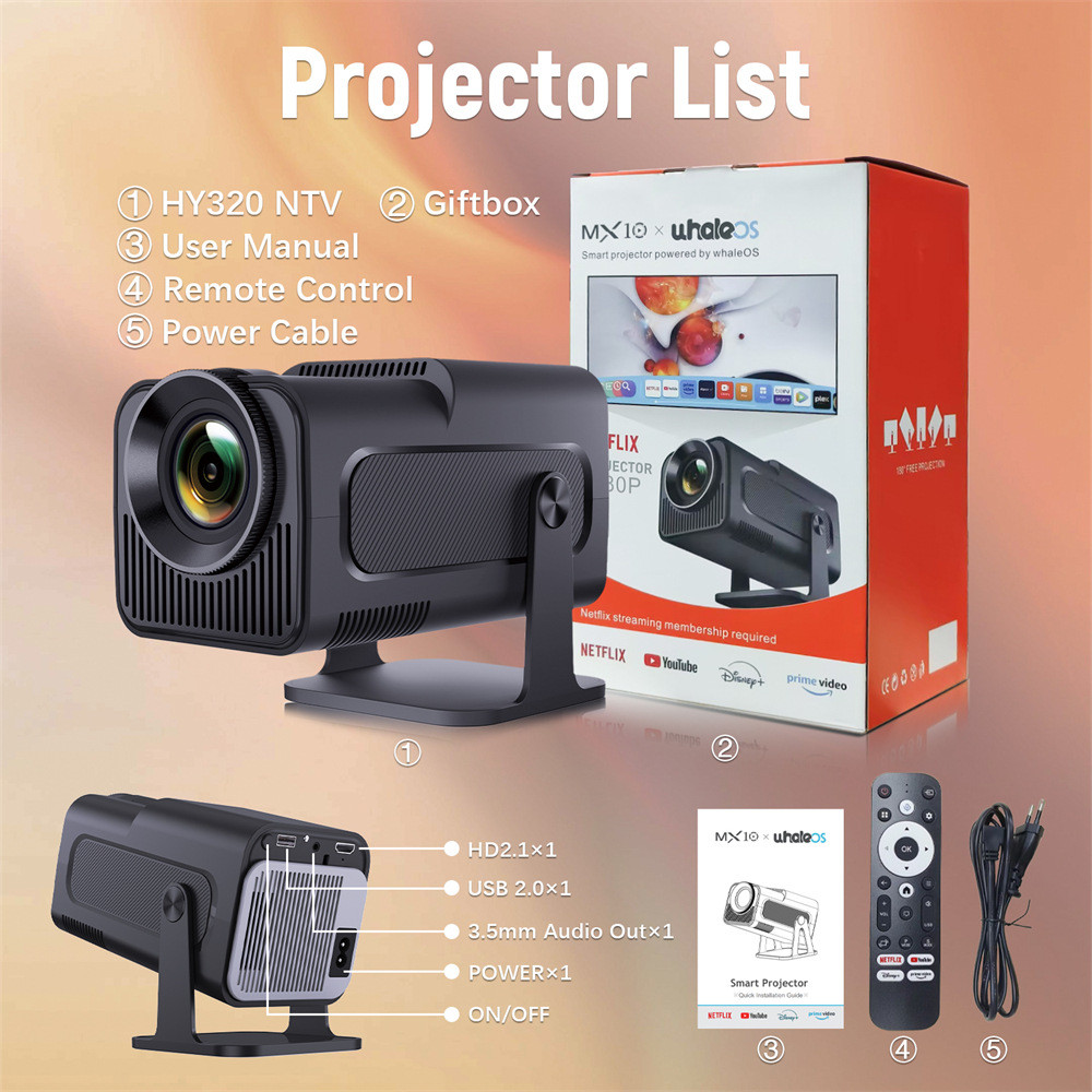 สินค้าใหม่ขายดี HY320 Projector 1080P, Ultra-Clear 4K, WiFi และ ...