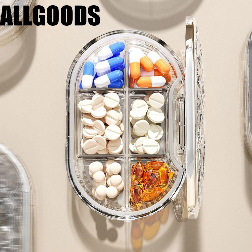 Allgoods Mini Pill Box, 4 / 6Grids Transparent Pill Organizer Case, แบบ ...