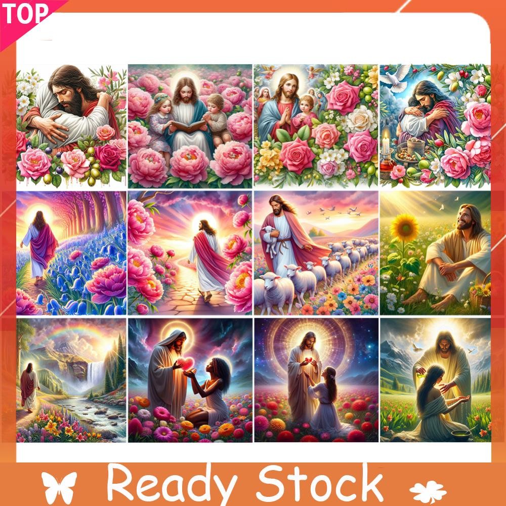 5d DIY เต็มรอบเจาะเพชรจิตรกรรมพระเยซูชุดตกแต่งบ้าน Art Craft 40x40 ซม. ...