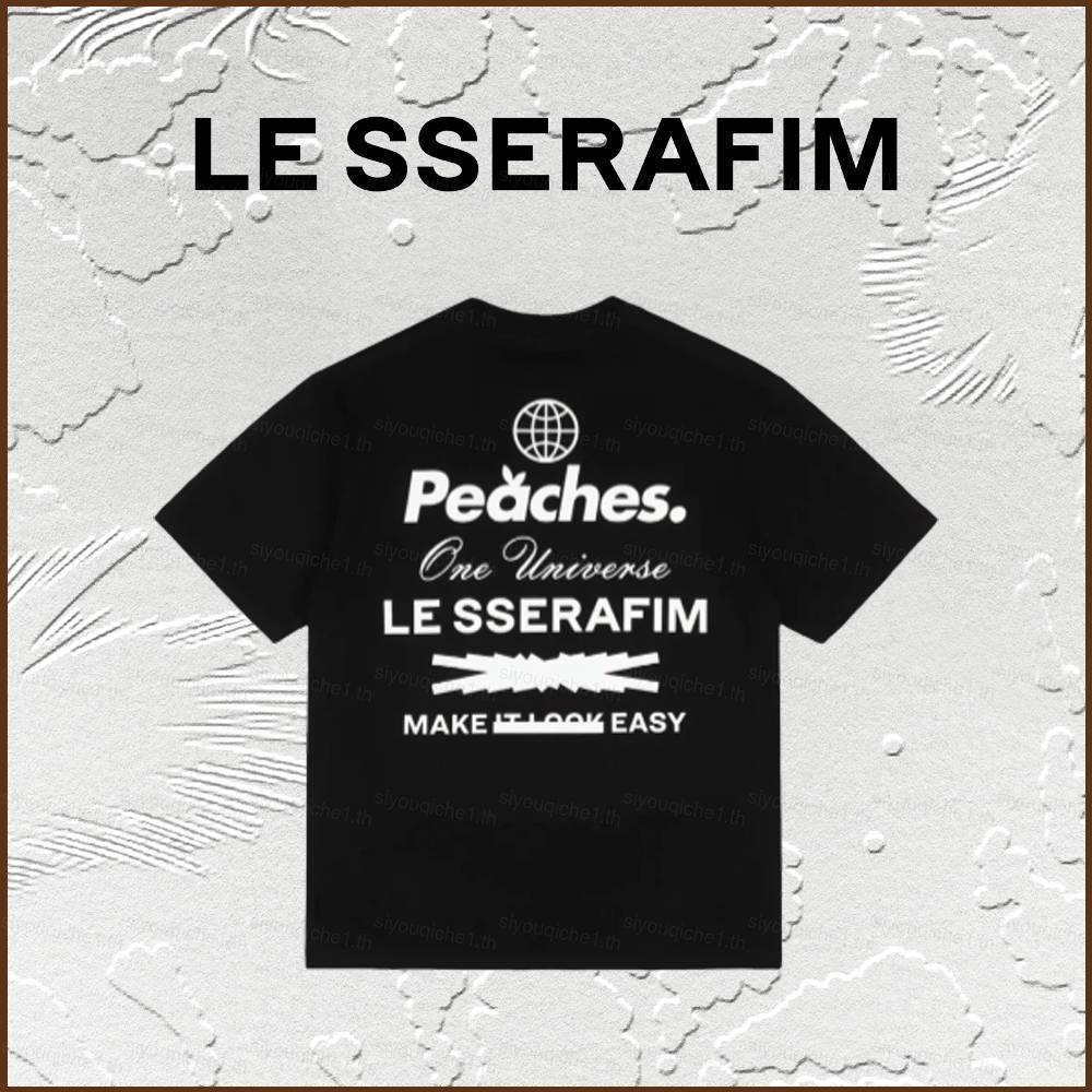 Sy1 】 LE SSERAFIM LSF X Peaches 3D เสื ้ อยืดฤดูร ้ อน SAKURA KIM CHAEWON HUH YUNJIN KAZUHA HONG