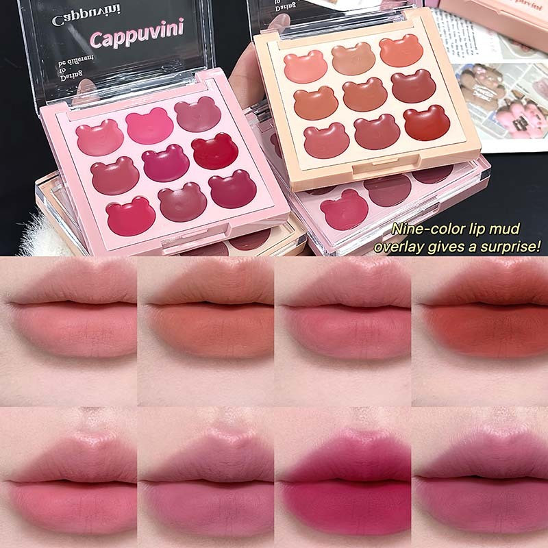 Cappuvini 9 สี Bear lip paste พาเลทจิตรกร ให้ความชุ่มชื้นและระบายสี ...