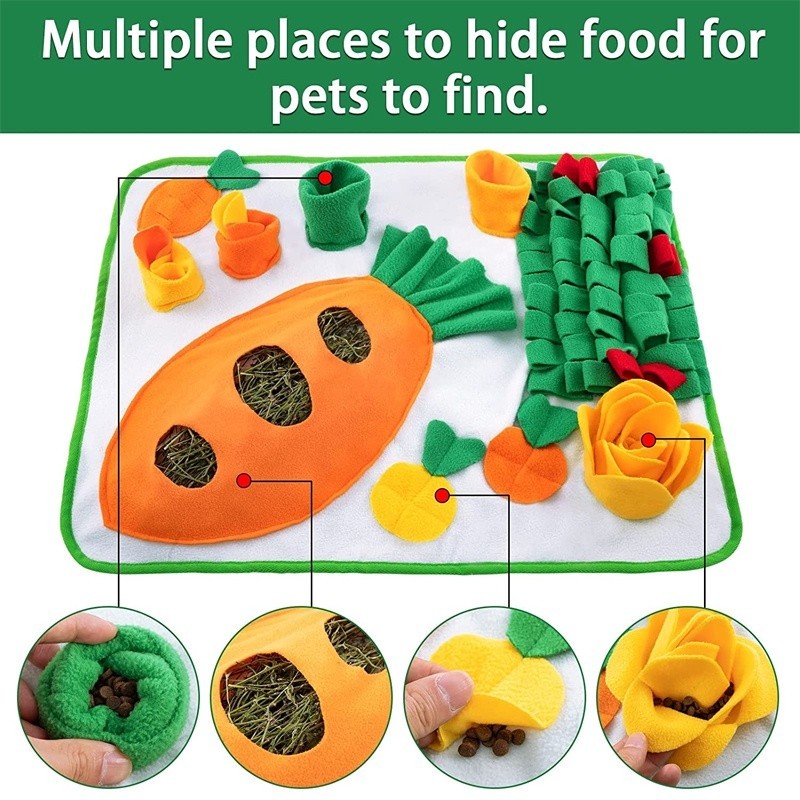 Rabbit Foraging Mat with Fixing Handle, Machine Washable Polar Fleece ...