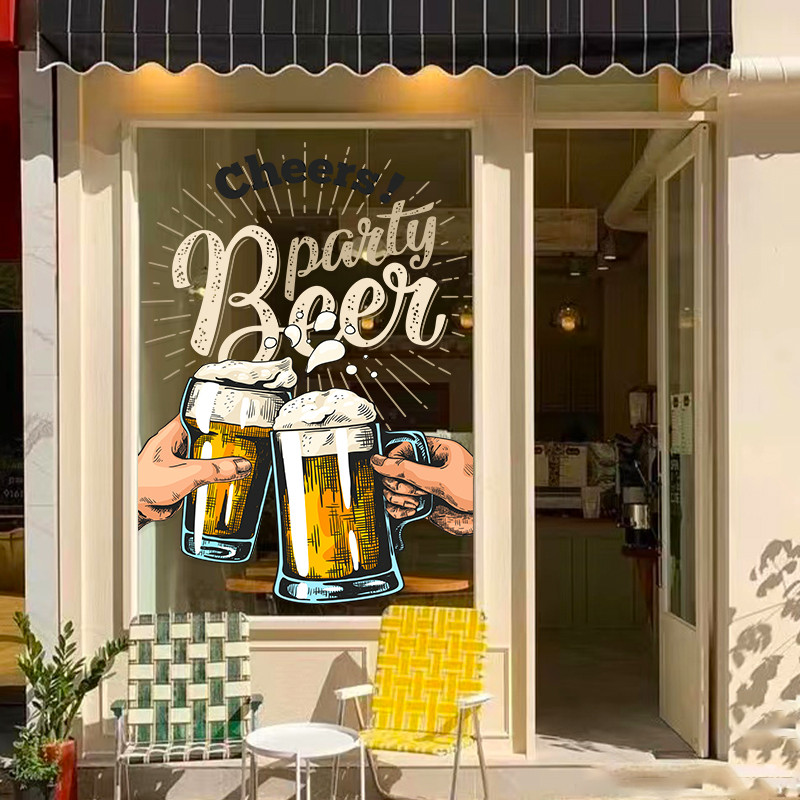 Creative Beer Stickers Bar Shop Tavern สติ๊กเกอร์ติดประตูกระจก | Shopee ...