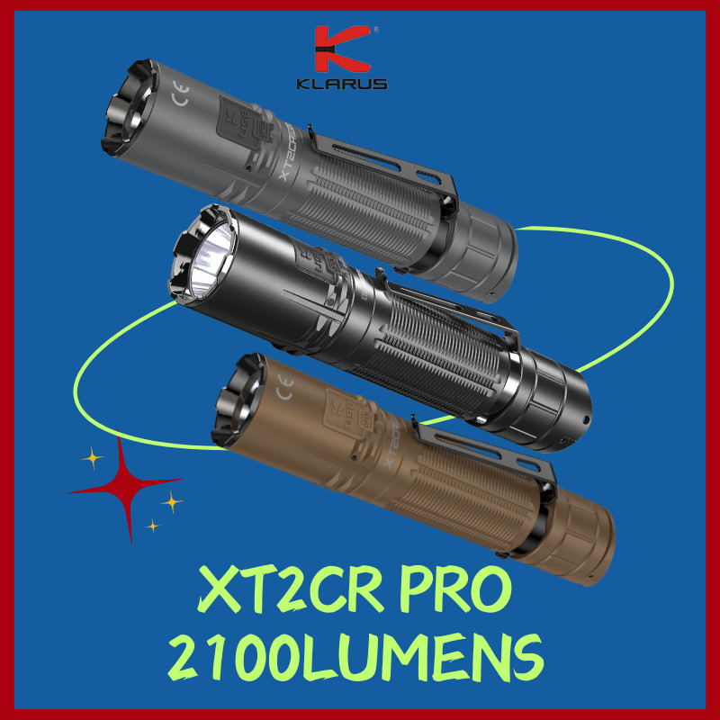Klarus XT2CR PRO LED-Taschenlampe, 2100 Lumen – Mit USB-C-Ladung, 18650 Akku Inklusive