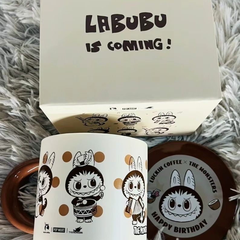[ของแท้] Ruixing Coffee Pop Mart labubu labu Co-Branded Thermos Cup ...