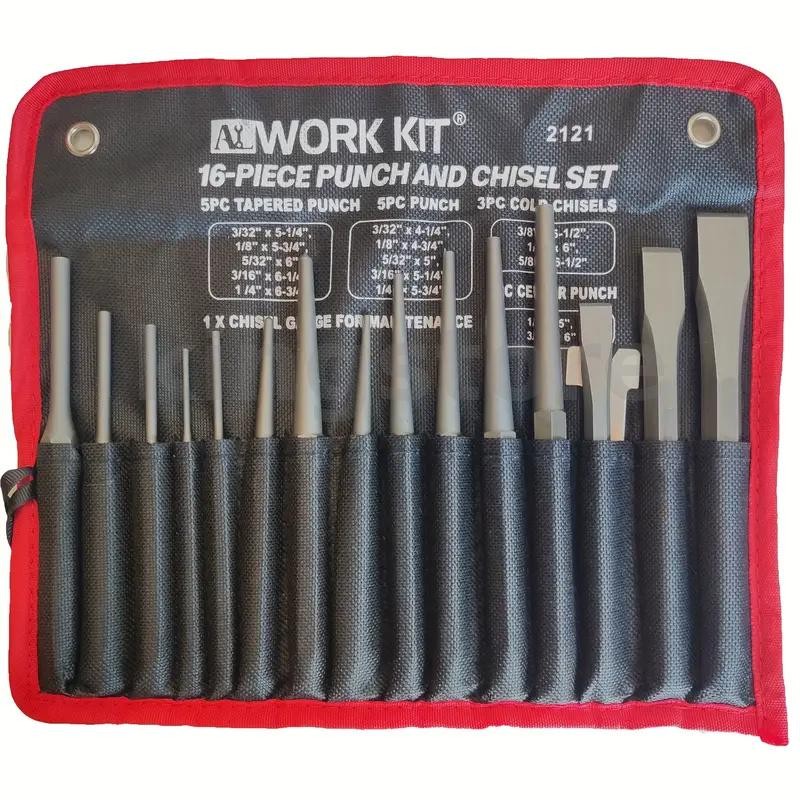 16 ชิ้นพรีเมี่ยม Punch และ Chisel ชุด Heavy-Duty ชุดเครื่องมือ CR-V ...