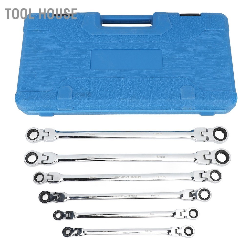Tool House 6 ชิ้น Flex Head Ratcheting ประแจชุดเมตริก 8-19 มิลลิเมตร ...