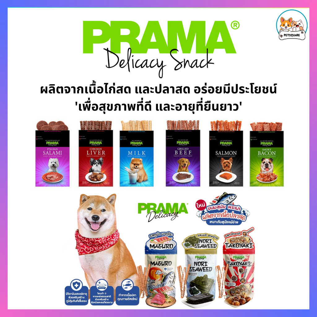 PRAMA Delicacy Dog Snack ขนมสุนัขพราม่าเดลิคาซี่สแน็ค ผลิตจากเนื้อไก่ ...
