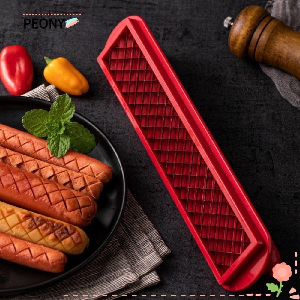 Peonypavilion Hot Dog Slicing Tool, BBQ Gadget Nonstick Hot Dog CrissCross Slots Slicer