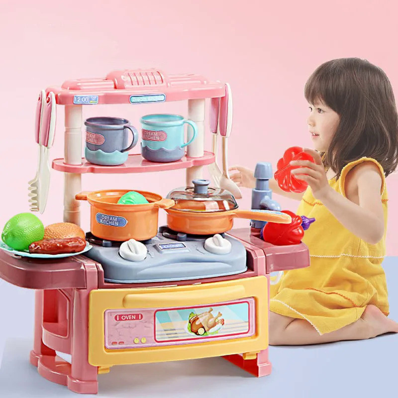 Children Pretend Play Kitchen Toy Set Brilliant Lights And Music ...