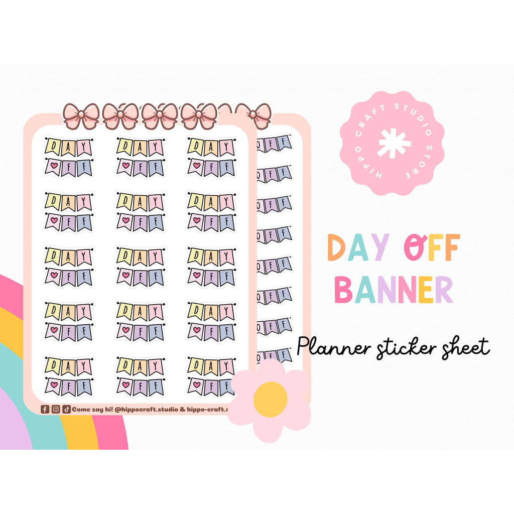 Day off banner | Planner sticker sheet ป้ายวันหยุด แพลนเนอร์สติ๊กเกอร์ ...