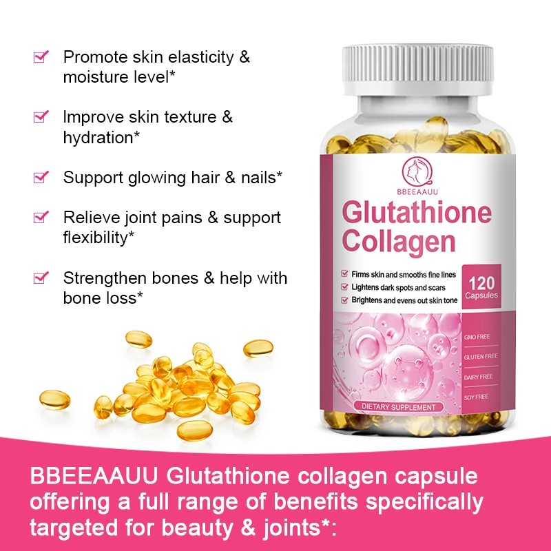 BBEEAAUU Glutathione Collagen Capsules เพื่อผิวขาวกระจ่างใส ต่อต้านวัย และขจัดเมลานิน กลูตาไธโอนคอลลาเจน