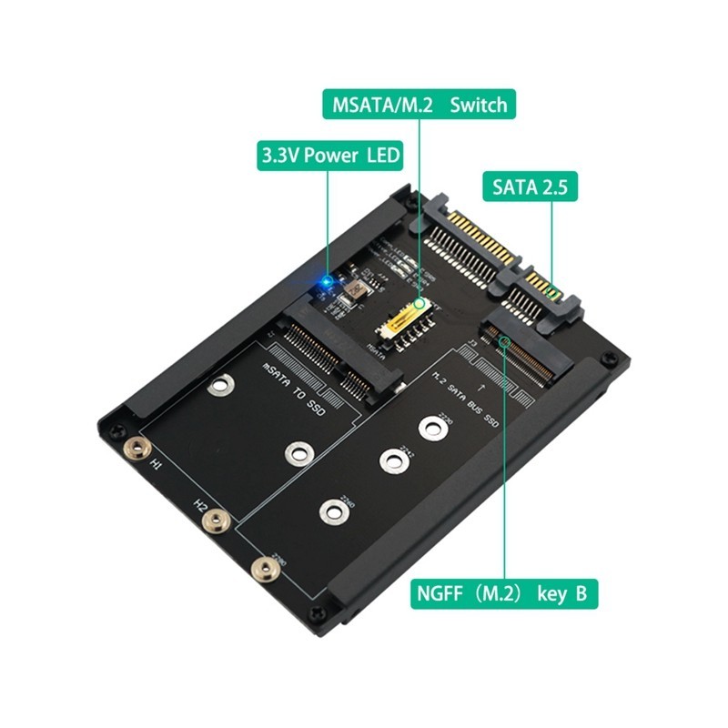 2in1 MSATA + B Key/B + M.2 SSD ถึง 2.5 SATA อะแดปเตอร์การ์ดพร้อมซ็อกเก็ ...