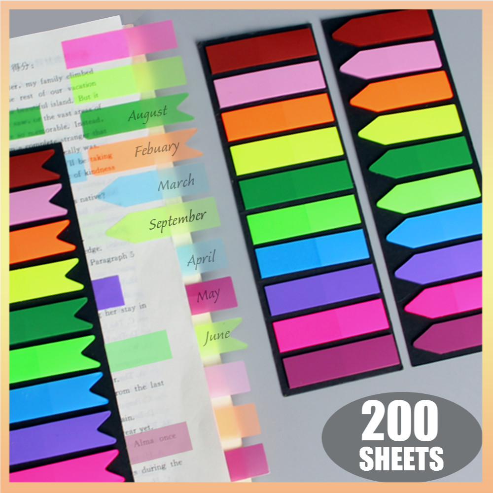 200 แผ่นโพสต์มันโปร่งใส Sticky Notes Tab Self-Adhesive Kawaii Clear ...