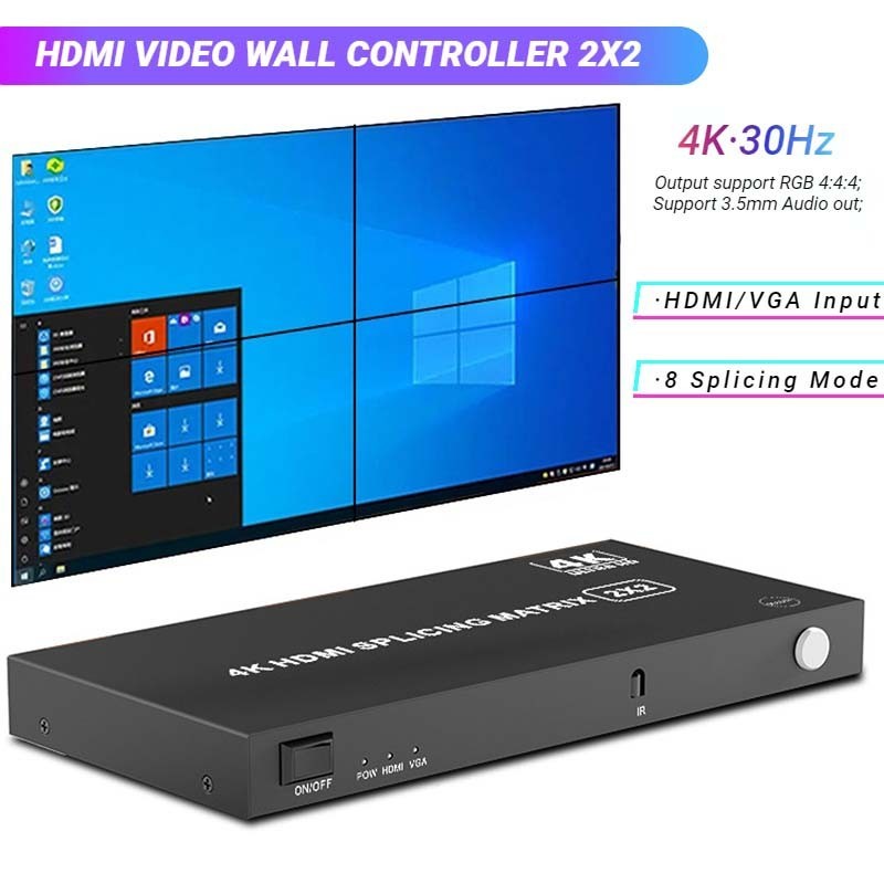 4k 2X2 HDMI Video Wall Controller VGA Multi Screen โปรเซสเซอร์ TV ...