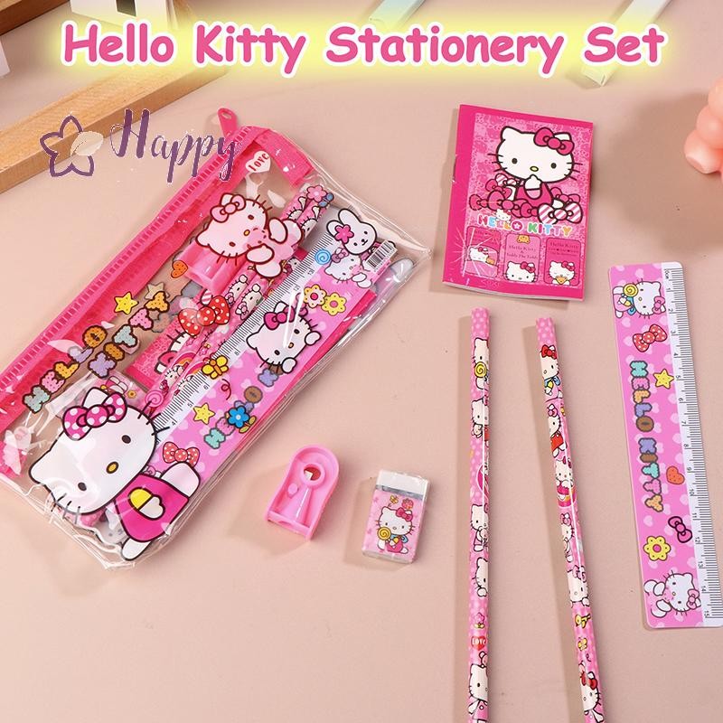 ชุดเครื่องเขียน Hello Kitty Sanrio KT Cat Pencil Ruler Eraser Notepad ...