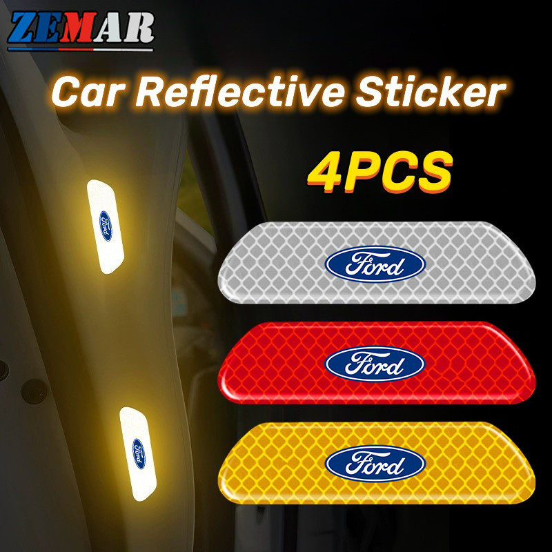 4ชิ้น Ford รถประตูสติกเกอร์สะท้อนแสง Scratch สติกเกอร์ป้องกันความ ...
