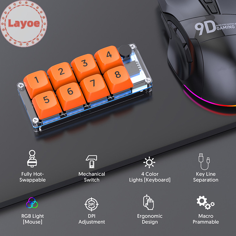 Layoe 8 Key ปุ่มลัด Macro Programmable Hot Swappable Mechanical Switch ...