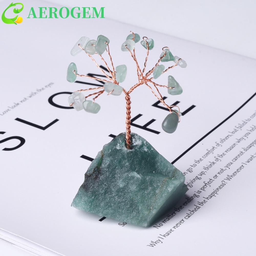 Aerogem คริสตัล Lucky Tree, Mini หินที่สวยงาม, Healing อัญมณีพร้อมฐาน ...