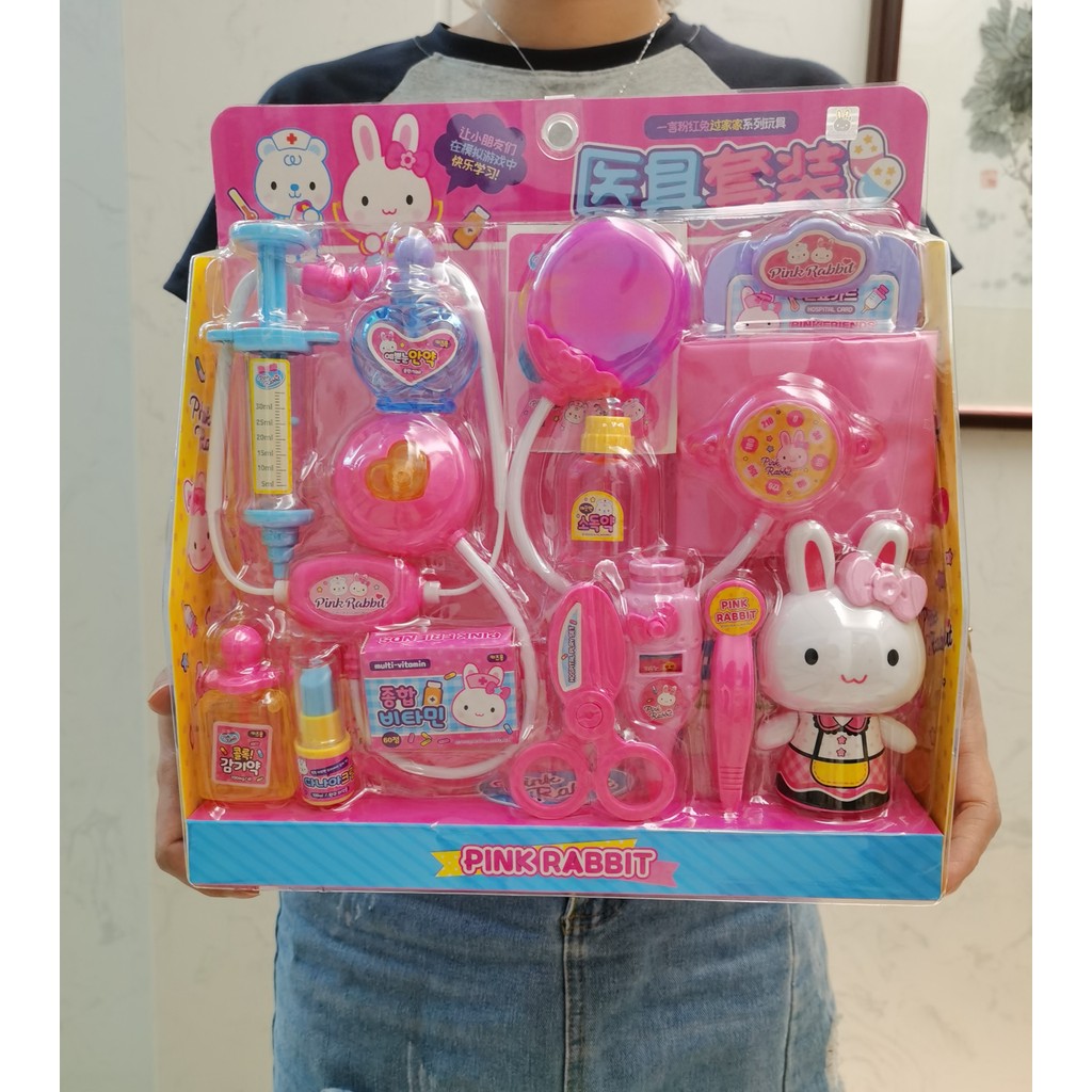 Yiyan Pink Bunny Doctor Toy Pretend Play Simulation Doctor Nurse ...