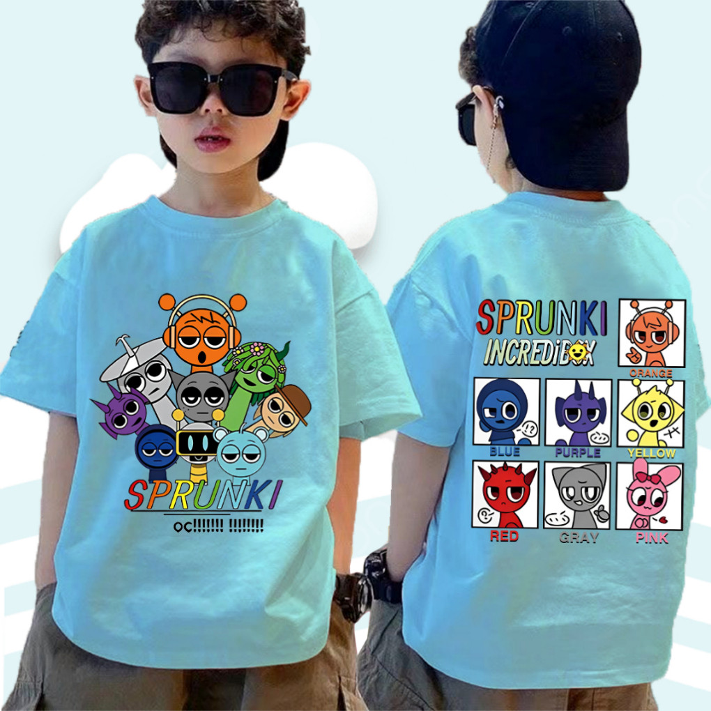 Sprunki พิมพ์เด็กเสื้อยืดผ้าฝ้าย 100% Sprunk Tshirt ชายหญิงหลวม Baju ...