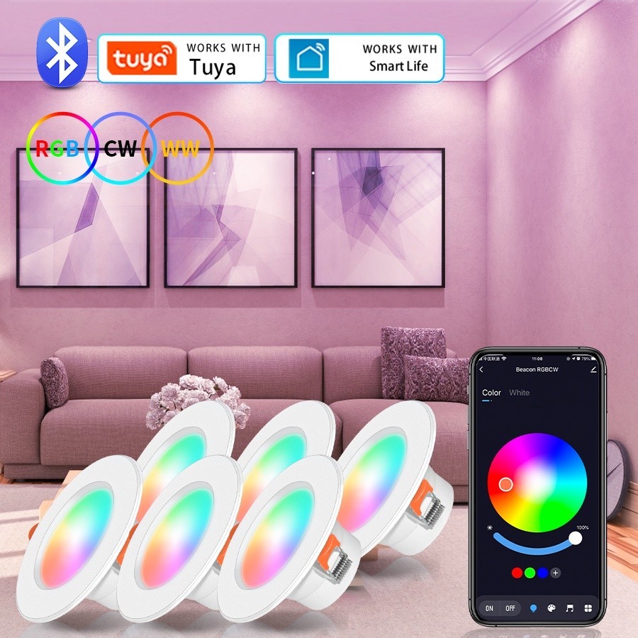 Tuya App Control 10W 15W ไฟเพดาน 220V แสงอัจฉริยะ โคมไฟ WiFi ทำงานกับ ...
