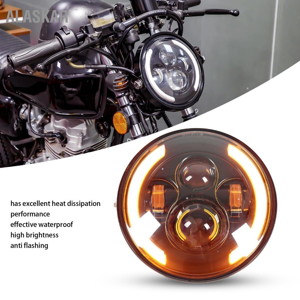 ALASKAR 7 นิ้ว Halo LED ไฟหน้าแบบ Dual สี Daytime Running Light Universal สำหรับ Road Star VStar