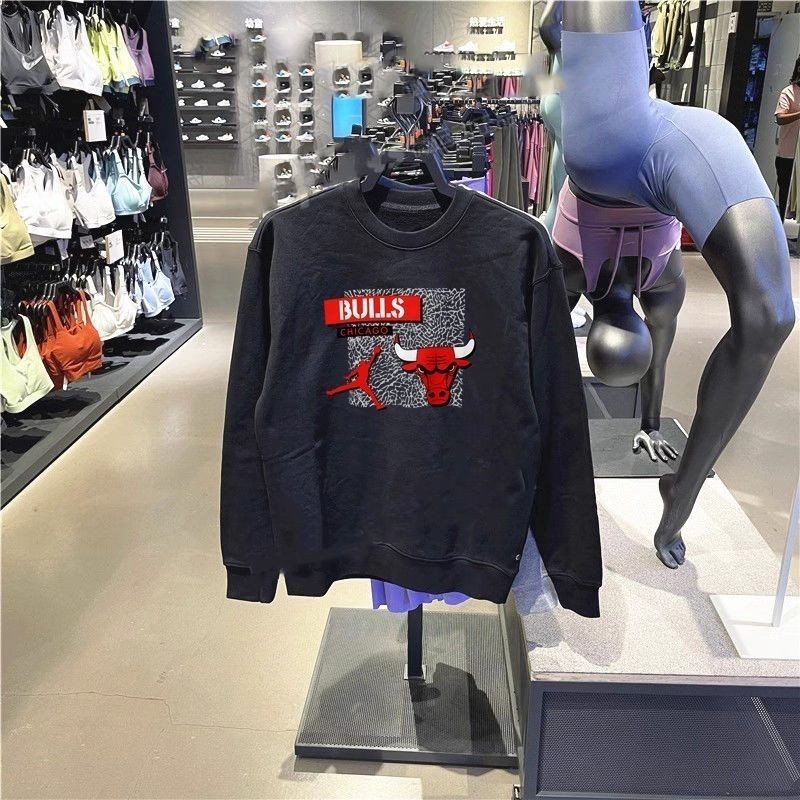 ฤดูใบไม ้ ร ่ วงฤดูหนาวรอบคอ aj Airman เสื ้ อกันหนาว Lakers Bulls vibe