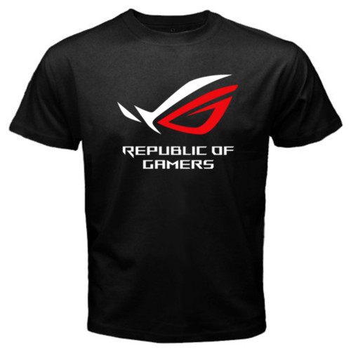 Asus Rog Republic Of Gamers โลโก้เสื้อยืดสีดําบุรุษขนาด S ถึง 3Xl ผ้า ...
