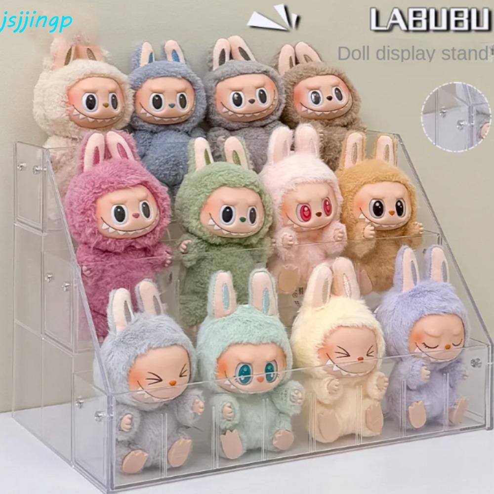 Jsjjingp Labubu จี้กล่องแสดง, ชั้นวางบันไดโปร่งใส Labubu ขาตั้งจอแสดงผล ...