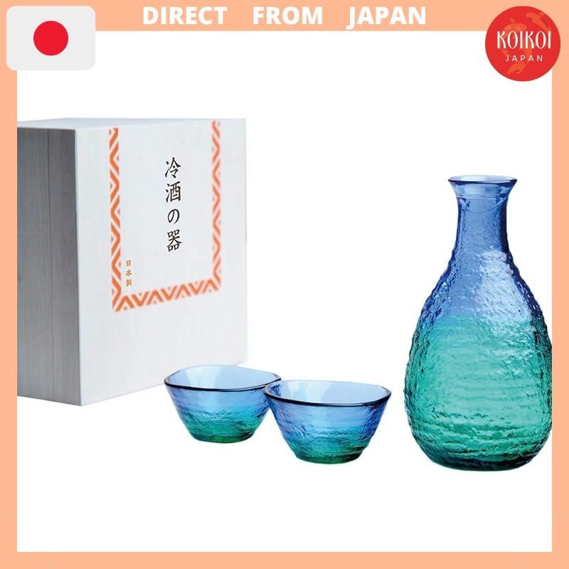 Blue Tokuri Sake Set Toyo Sasaki Blue Glass Sake Cup & Tokuri Set - 8.5 ...