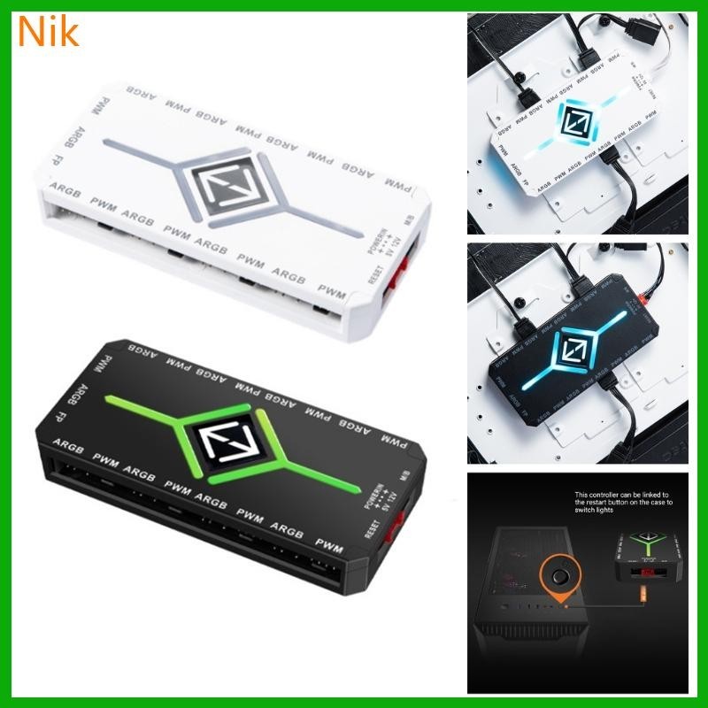 Niki ARGB รีโมทคอนโทรล 9 Way Splitters 4Pin PWM พัดลมระบายความร ้ อน ...