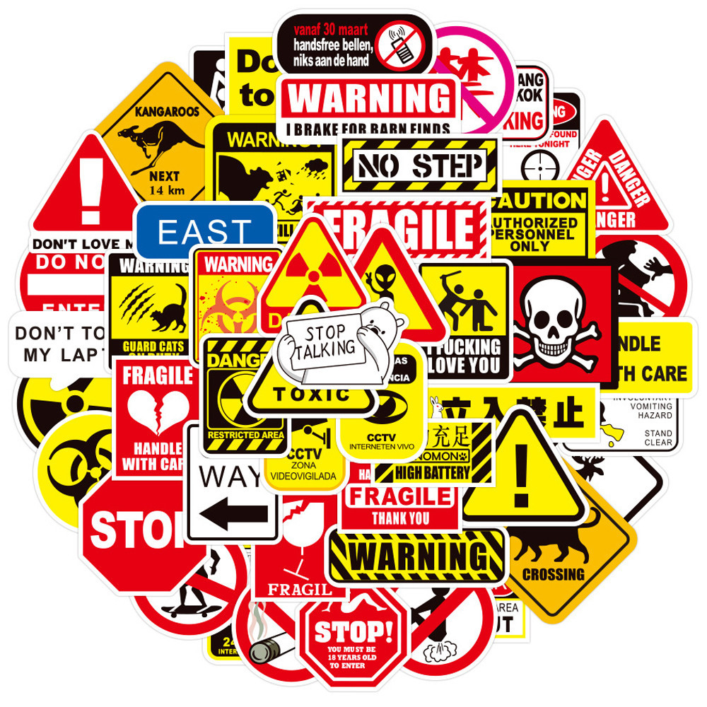 ชุดสติ๊กเกอร์ Warning Sign ชุดสติ๊กเกอร์กราฟิตี้กันน้ำลายการ์ตูน, 50 ...