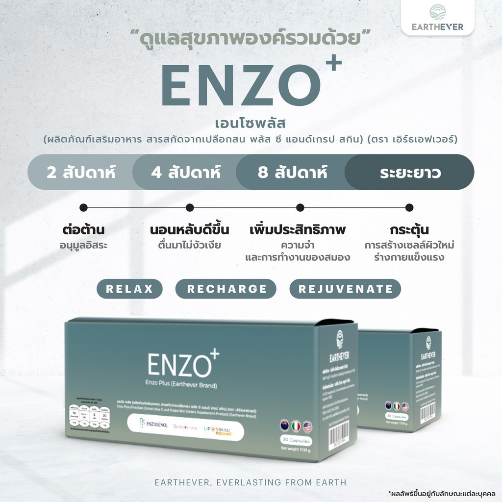 [SET 3 กล่อง x 30] EARTHEVER ENZO PLUS อาหารเสริมดูแลสุขภาพองค์รวมจาก ...