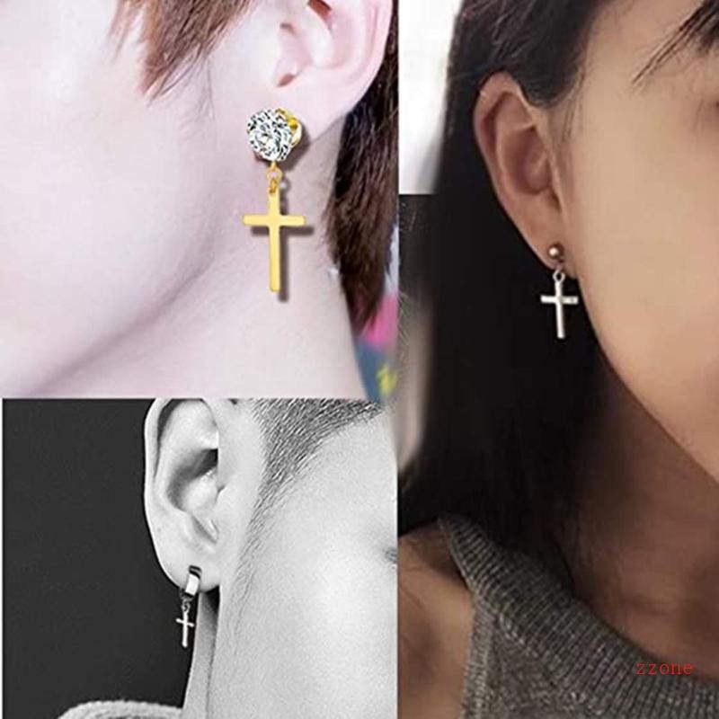 Zzz 4 คู่ Punk Spike Hoop ต่างหูสแตนเลสสตีลต่างหูบานพับ Dangle | Shopee ...