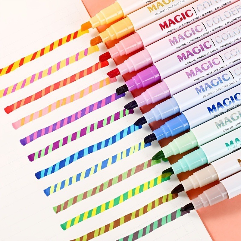 12 ชิ ้ น Creative Gradient Dual-Head Highlighter ชุดนักเรียนขนาดใหญ ่ ...