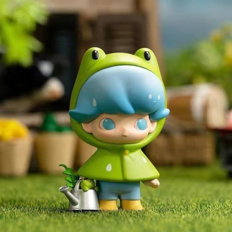 P POPMART คุณภาพสูง Dimoo Pet Vacation Series Mystery Box รูปเดสก์