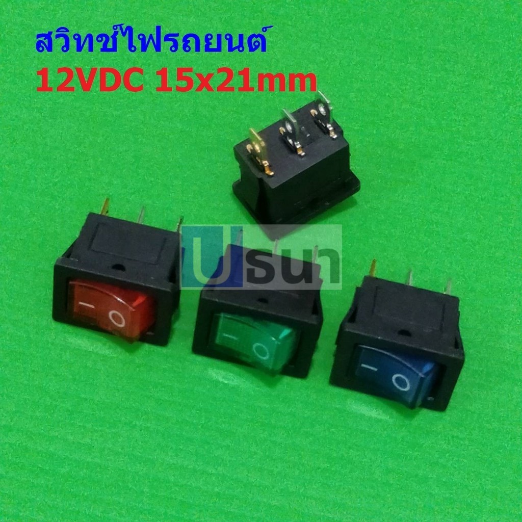 สวิทช์ กระดก Switch รถยนต์ มอไซด์ มีไฟโชว์ Mini Rocker 3pin 12VDC ...
