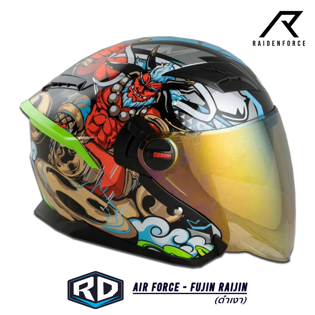 หมวกกันน็อค RANDOM HELMET Air Force -FujinRaijin ดำเงา | Shopee Thailand
