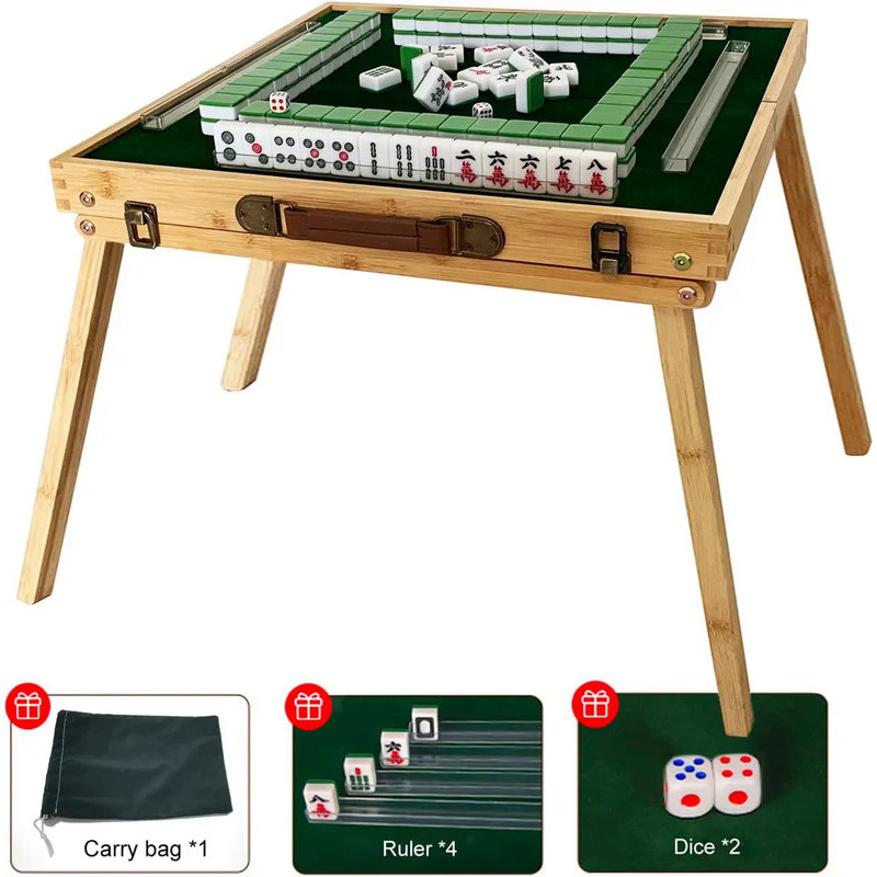 Mahjong Tiles Set with Folding Table for Outdoor Camping Travel ...